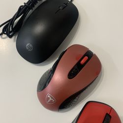 Wireless Mouse (2 Of Them) Plus 1 Corded Mouse