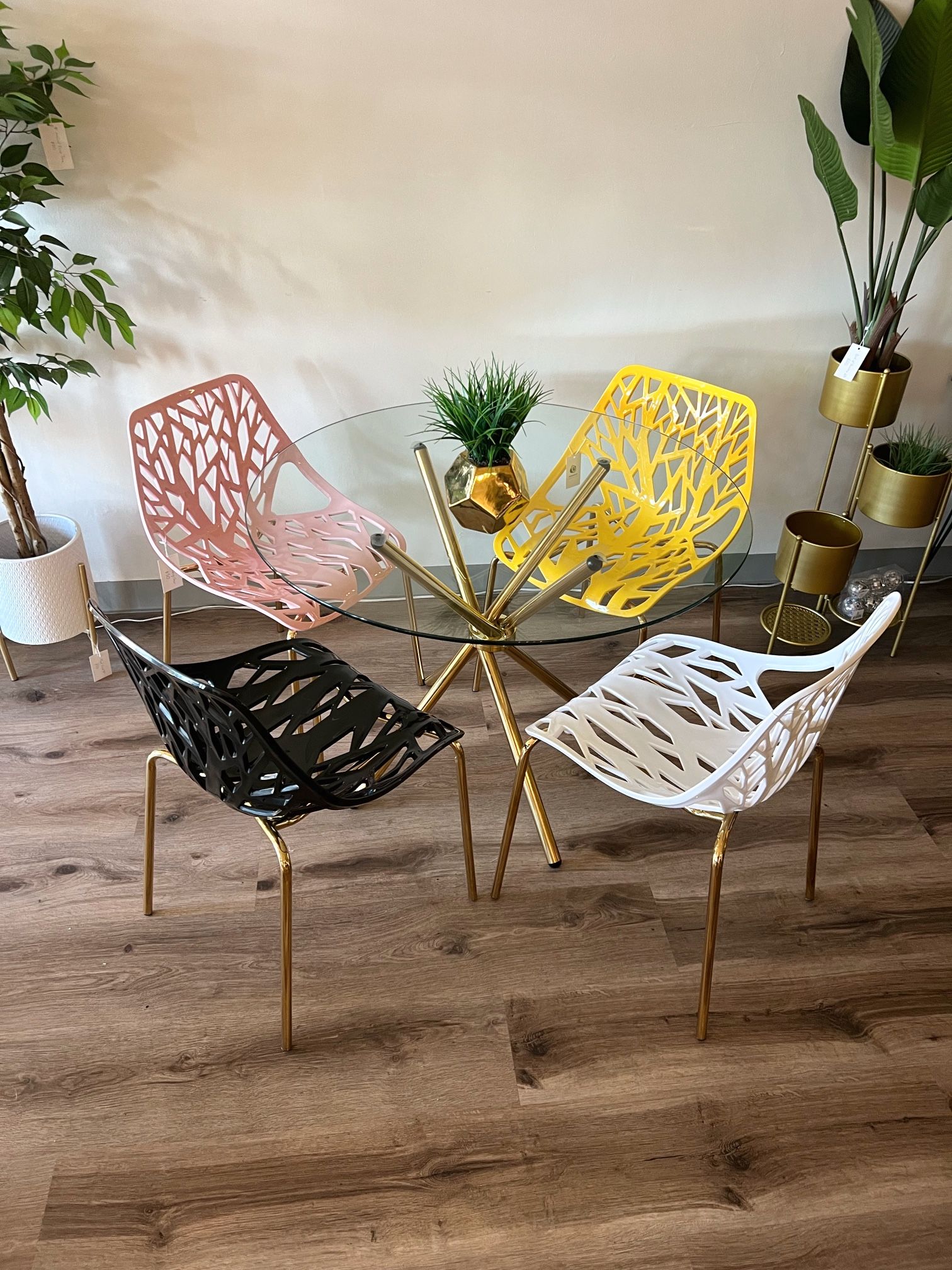 Modern Gold Glass Dining Set Pick A Color