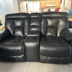 Loveseat Recliner And Rocking Chair Brown Leather
