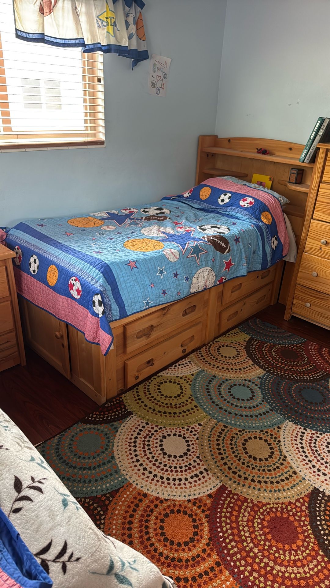 Solid Wood XL Twin Bed And Memory Foam Mattress