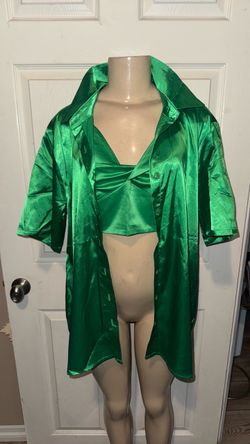 Womens Green Satin Blouse