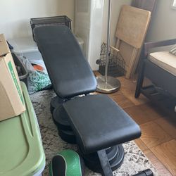 Exercise Weight Lifting Bench + Weights