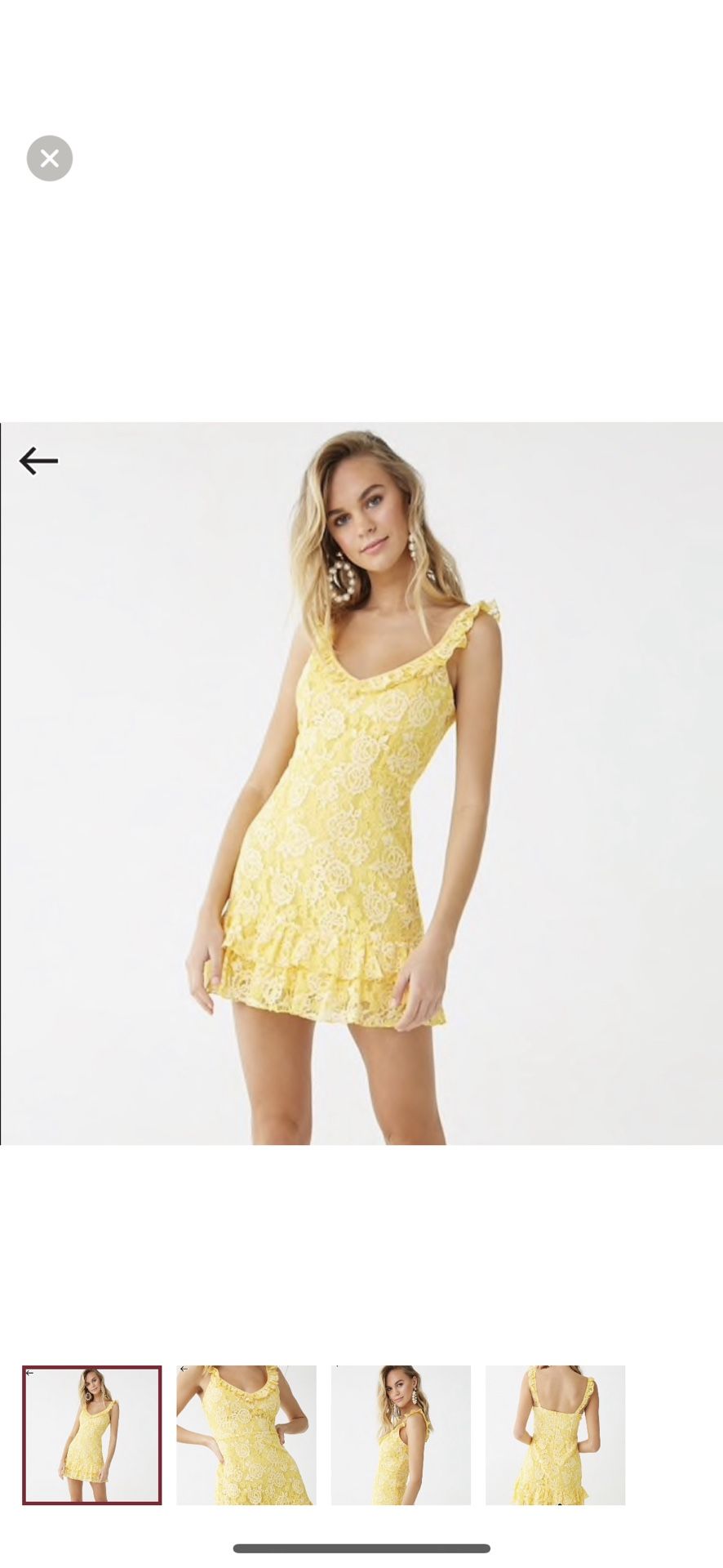 Forever 21 yellow lace mini ruffle dress