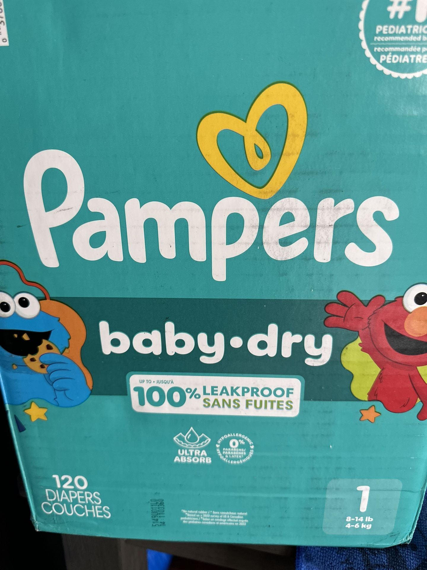 Pampers Baby Dry Diapers - Size 1, 120 Count, Absorbent Disposable Diapers