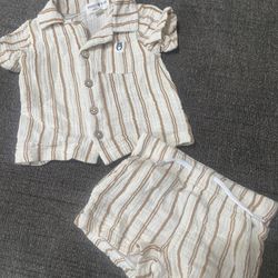 Boys Button Shirt And Shorts Size 0/3 Months By Rabbit Bear #7