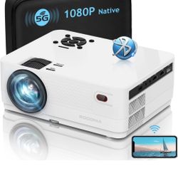 5G WiFi Bluetooth Native 1080P Projector, 12000LM Full HD Movie Projector, 300" Display Support 4k Home Theater,Compatible with iOS/Android/XBox/PS4/T