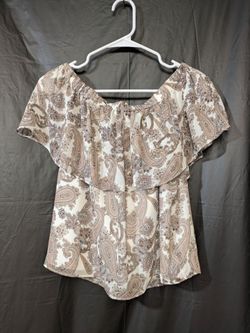 Paisley Print Off-Shoulder Ruffle Blouse