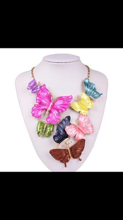 Multi colored butterfly necklace! Brand new! Get your today!