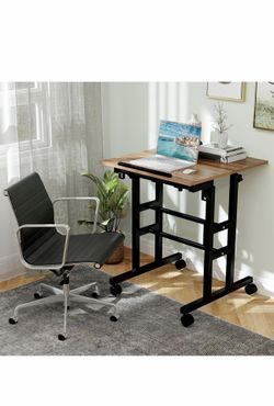 Mobile Standing Desk, Height Adjustable Stand Up Computer Workstation, 2 Split Tops, Tiltabl