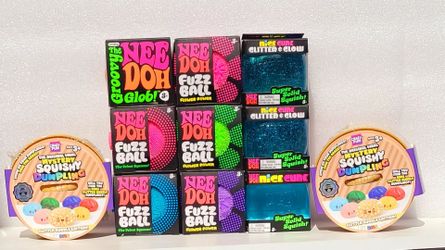 NeeDoh Fuzz Ball, Nice Cube, and Mystery Squishy Dumpling $10 Each