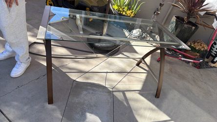 Glass Top Desk with Metal Frame