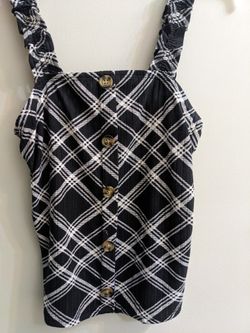 Black Plaid XS Size 1 Stretchy Crop Tank Top Juniors No Boundaries