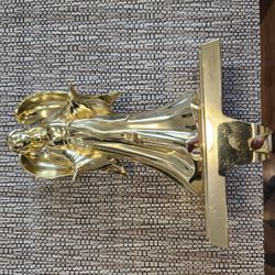 Angel Mantle Christmas Stocking Hanger Hook Holder Gold Weighted Base
