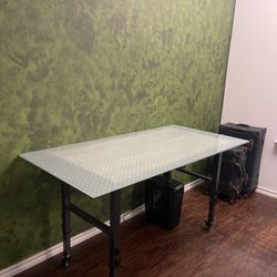 Desk With Hex Printed Glass Top 
