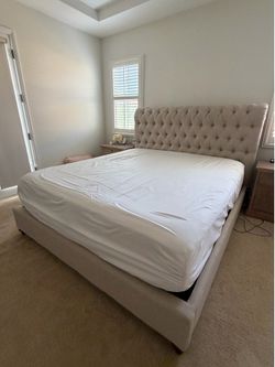 California Cal King Upholstered Sleigh Bed Frame