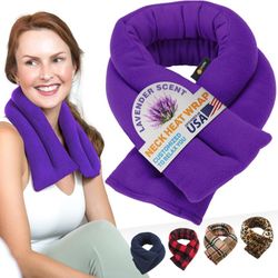 Microwavable Heated Neck and Shoulder Wrap with Lavender, Soothing Pillow Hot & Cold Bean Bag, Aroma Warmer for Pain Relief, 26x5 Inches, 2.5 lbs