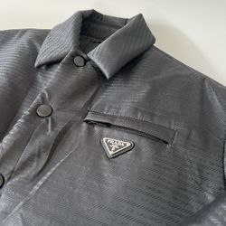Prada Plaque Logo Padded Shirt Jacket