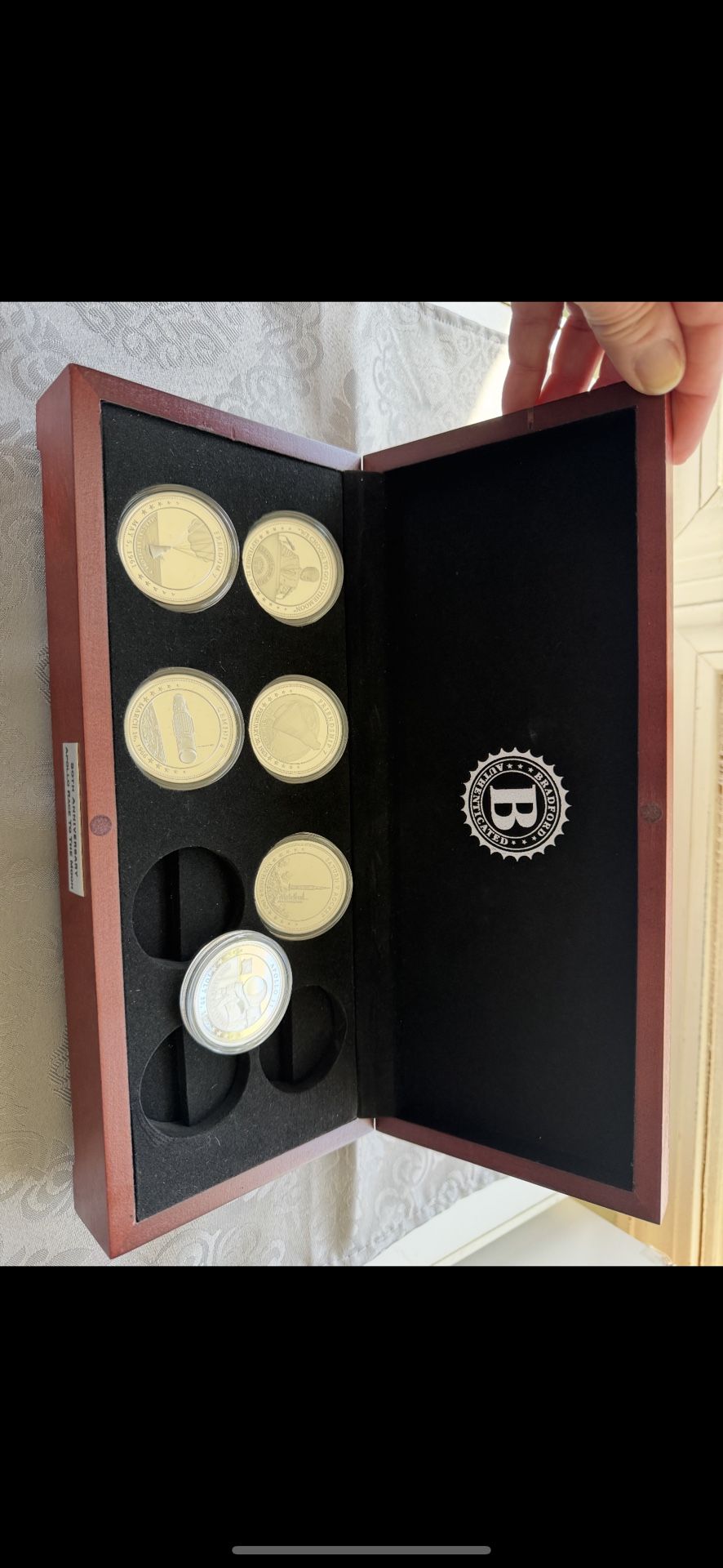 BRADFORD EXCHANGE: 50th Anniv' Apollo Race To The Moon, proof, 99.9% silver plated