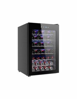 20.3 in. Single Zone 45-Wine Bottles Beverage and Wine Cooler Wine Cooler in Black