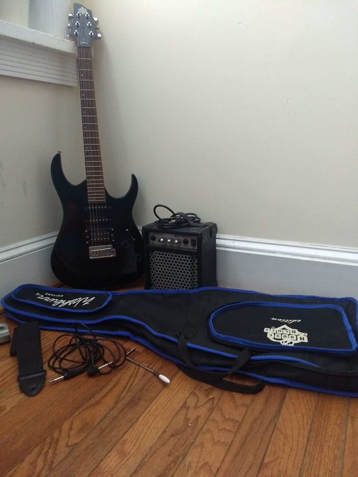 Washburn House of Blues Electric Guitar, amp, and tools