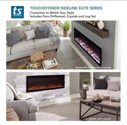 Sideline Elite 72 in. Wall Mount or Recessed Smart Electric Fireplace in Black with LED Flame