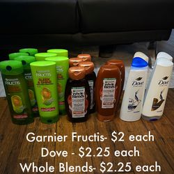 Dove, Garnier, Whole Blends Shampoos And Conditioners (household Bundle)