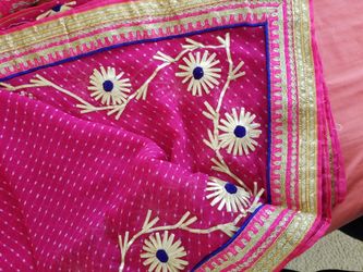 Lahenga Skirt Crepe Fabric, Indian Gota Work, Puja, Navratri