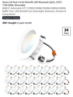 Sunco 24-Pack 4-Inch Retrofit LED Recessed Lights