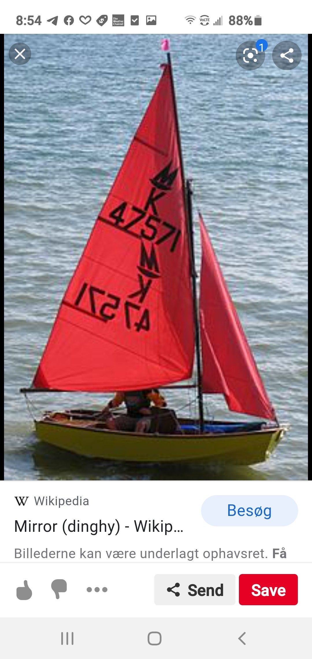 Mirror Dinghy Sailboat with Trailer