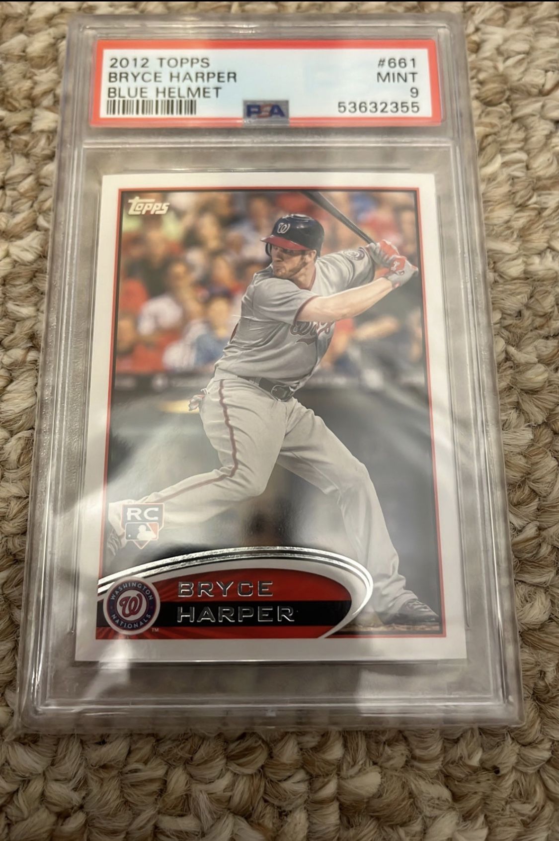 2012 Bryce Harper Topps Rookie Leg Up/Blue Helmet  PSA 9