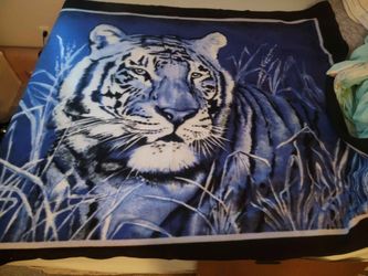 Styled Blue/White Tiger Oversized Throw Blanket (56" x 70.5")
