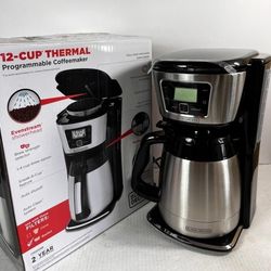 BLACK+DECKER 12-Cup Thermal Coffeemaker, Black/Silver #613