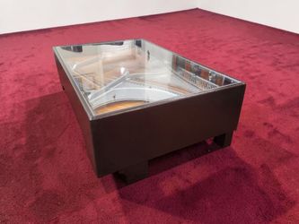 Custom 1946 Mehlin & Sons Spinet Piano Harp Coffee Table – Bluetooth Music-Reactive LEDs & Beveled Top
