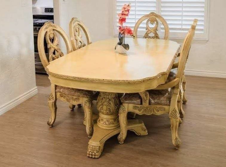 Vintage Extendable Dining Table 6 Chairs Ser