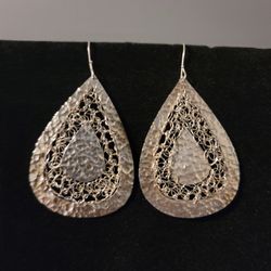 .925 Sterling Silver Filigree Tear Drop Design 