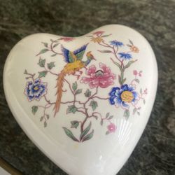 Hammersley Bird of Paradise Large Heart Trinket Box China Made in England