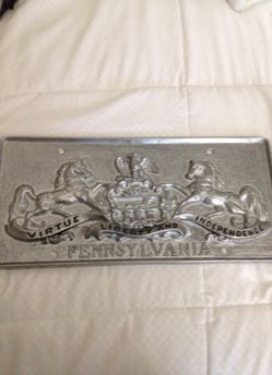Vintage Pennsylvania pewter seal license plate