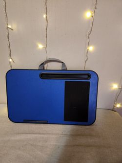 Portable Cushioned Lap Desk Tray w/ Mouse Pad & Device Holder - Blue