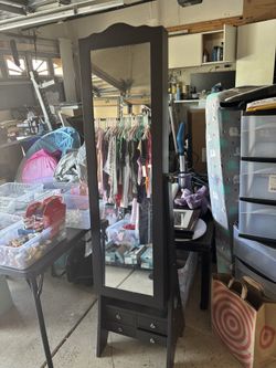 Big jewelry organizer with lights and mirror real wood