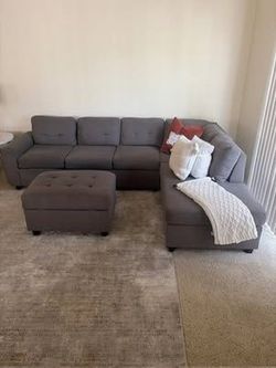 L-SHAPED SECTIONAL+STORAGE OTTOMAN