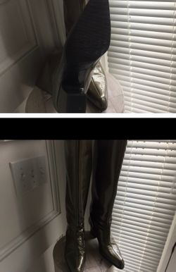 Green patent leather boots