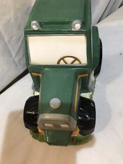 Vintage Green Tractor Cookie Jar