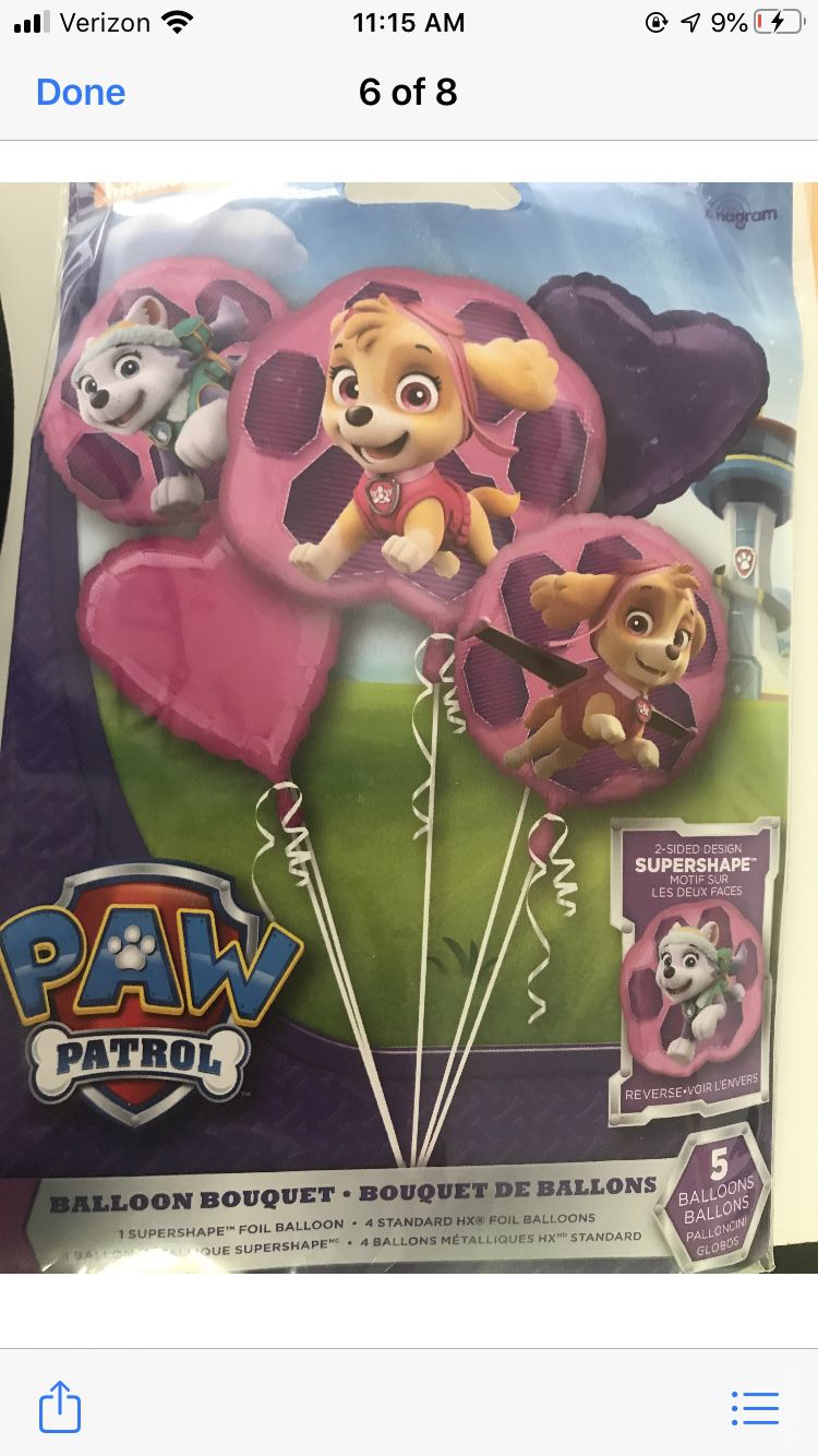 Skye everest paw patrol balloon bouquet