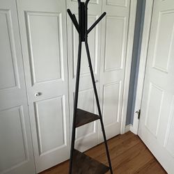 Coat Rack Freestanding, Coat Hanger Stand, Hall Tree with 2 Shelves