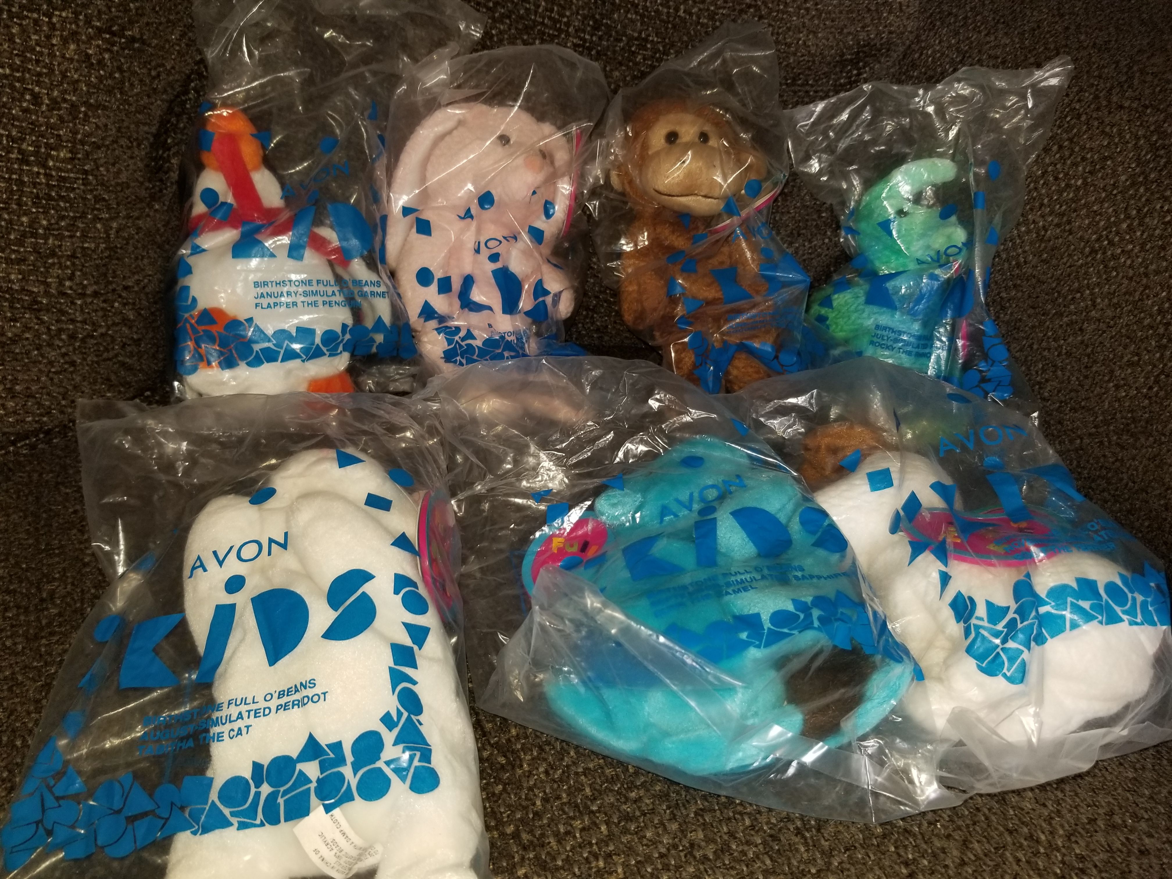 Avon Birthstone Full O'Beans beanie babies. Set of 7