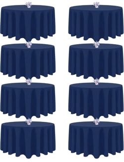 8 Pack Navy Blue Round Tablecloth, 120 Inch
Wrinkle Resistant Table Cloth, Washable, Polyester Fabric, For 4Ft-7Ft Round Table, For Dining Banquet Wed