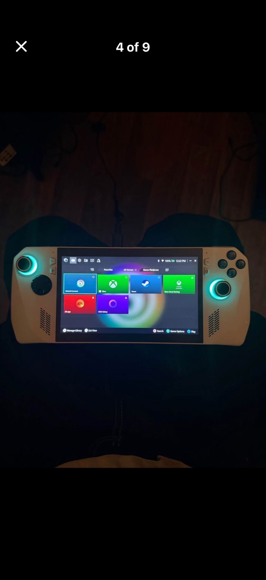 rog ally z1 extreme with hollow effect joysticks and dock