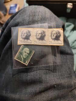 Vintage Original 1 Cent Stamp Thomas Jefferson & 5 Cent Stamp 