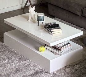 Modern White Gloss Coffee Table with LED
