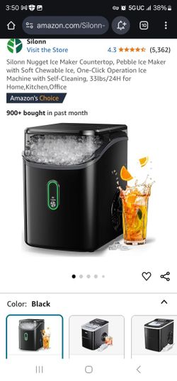 Silonn Nugget Ice Maker Countertop, Pebble Ice Maker with Soft Chewable Ice, One-Click Operation Ice Machine with Self-Cleaning, 33lbs/24H for Home,Ki